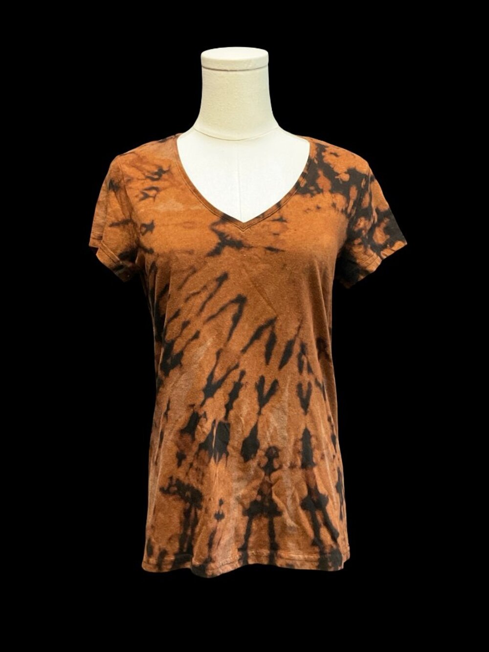 Earth Tone Hand Tie Dyed V-Neck Tee